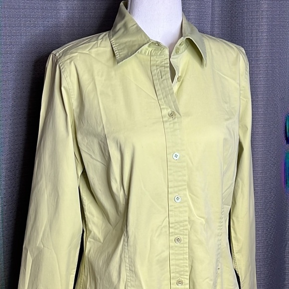 TALBOTS STRETCH SMALL LIME GREEN BUTTON FRONT SHIRT - Picture 2 of 6